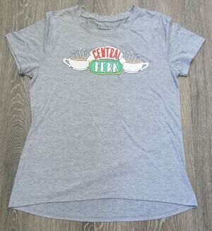 FRIENDS CENTRAL PERK Coffee Cup Shirt Size XL Women Gray TV Series Retro Casual